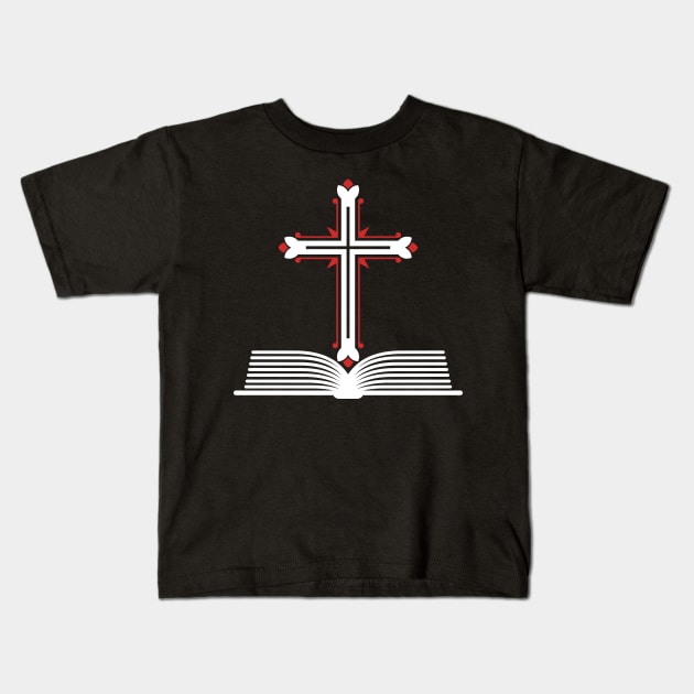 Cross of the Lord Jesus Christ and an open bible. Kids T-Shirt by Reformer